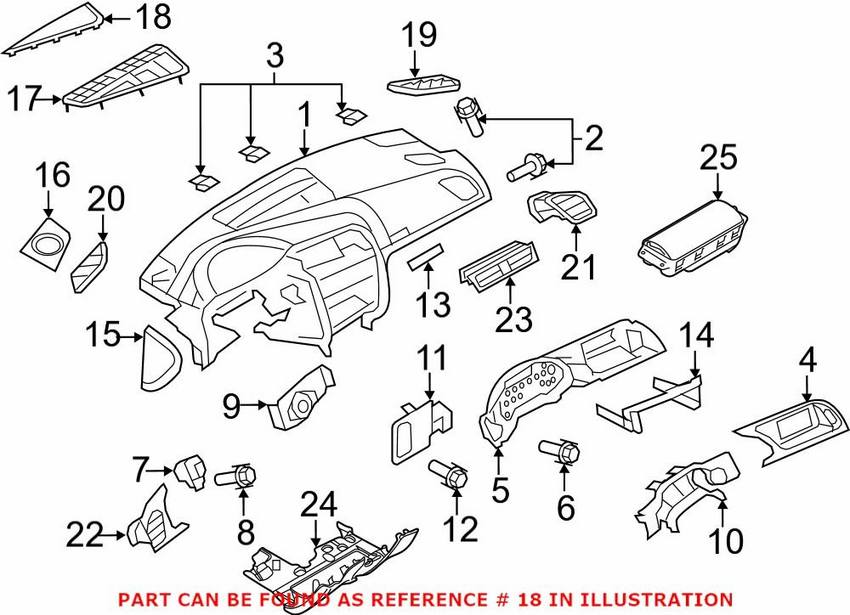 Audi Dashboard Air Vent Trim 8T1819636A6PS